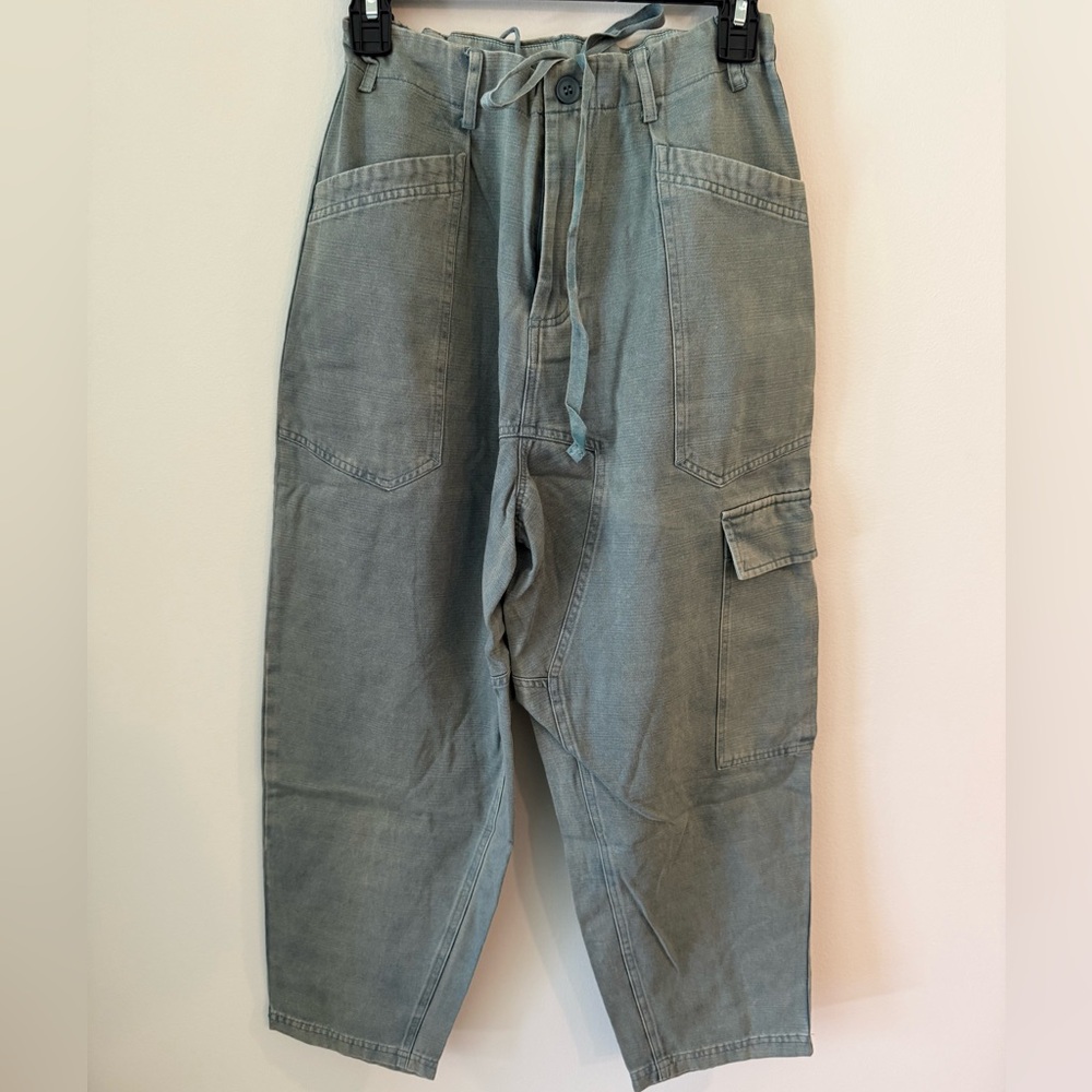 bohme Sage-Green Wide Leg Cargo Pants